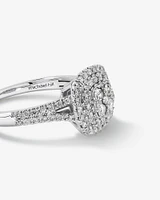 0.65 Carat TW Cushion Cluster Halo Diamond Ring in 10kt White Gold