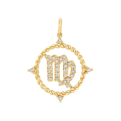 Virgo Zodiac Pendant with 0.20 Carat TW of Diamonds in 10kt Yellow Gold