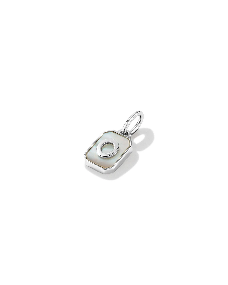 Letter F Mother of Pearl Initial Pendant in Sterling Silver