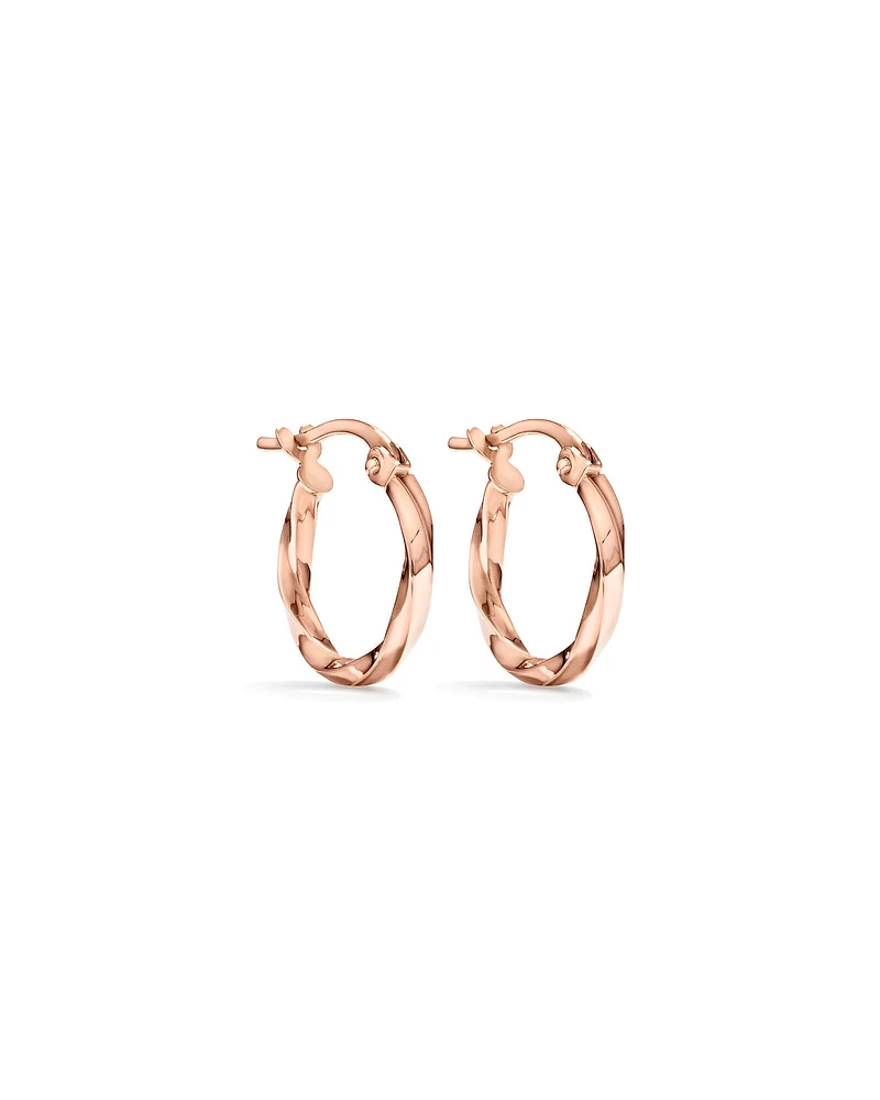 10mm Square Twist Hoop Earrings in 10kt Yellow Gold