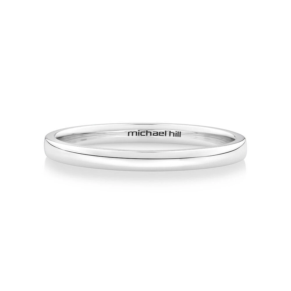 2mm High Domed Wedding Band in 10kt White Gold