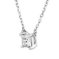 0,25 Carats TW Collier solitaire diamant taille princesse en or blanc 18kt