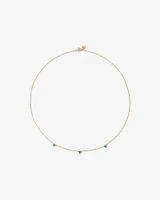 Emerald Trio Station Necklace in 10kt Yellow Gold