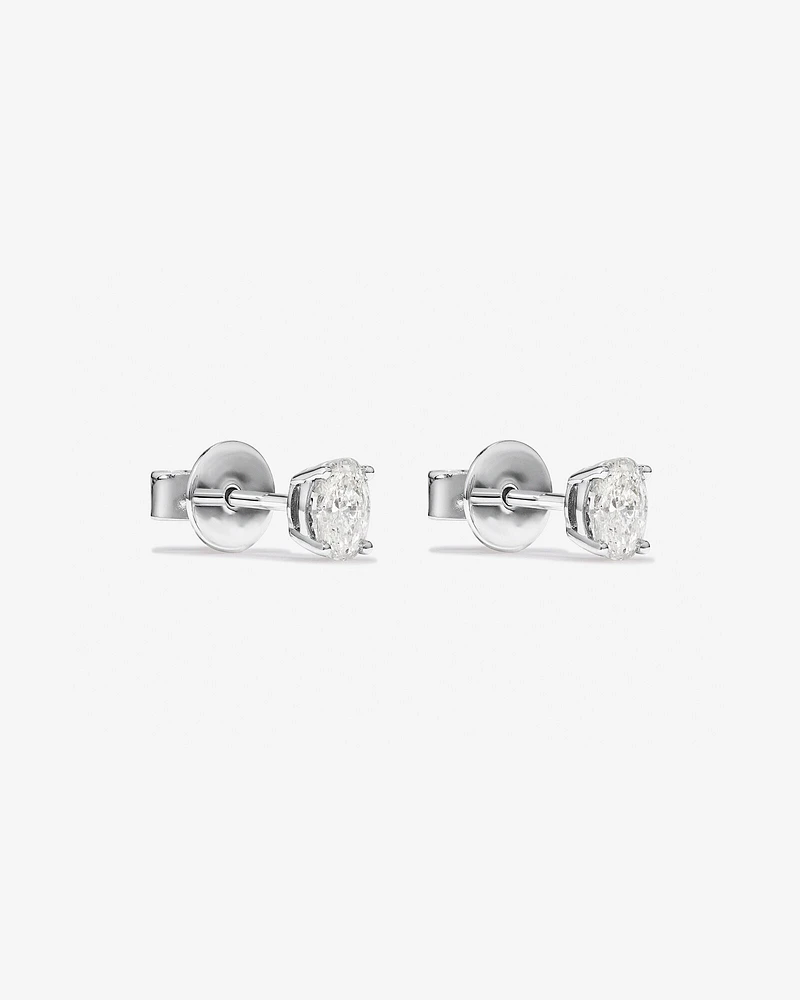 0.50 Carat TW Oval Cut Diamond Solitaire Stud Earrings in 18kt White Gold