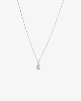 Pear Cubic Zirconia Halo Pendant Necklace in Sterling Silver