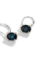 Earrings with London Blue Topaz in Sterling Silver and 10kt Yellow Gold