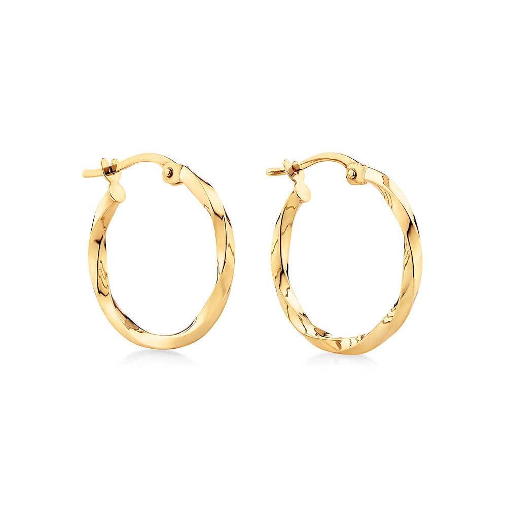 15mm Square Twist Hoop Earrings in 10kt Rose Gold