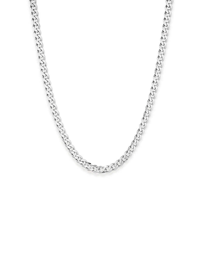 Collier Chaîne Gourmette Biseautée 55 Cm (22") Largeur 7,20 Mm En Argent Sterling