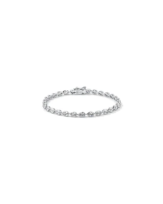 Pear Shaped Cubic Zirconia Bezel Set Tennis Bracelet in Sterling Silver