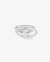 1.73 Carat TW Oval Cut Laboratory-Grown Diamond Marquise Cut Side Stone Engagement Ring in 14kt White Gold