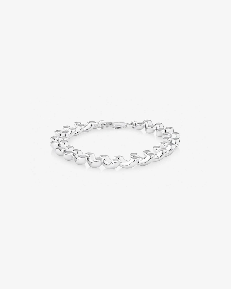 9.5mm Wide Hollow San Marco Chain Bracelet in Sterling Silver