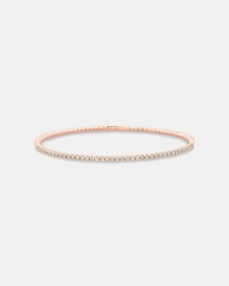 0.68 Carat TW Diamond Row Flex Bangle in 10kt Rose Gold