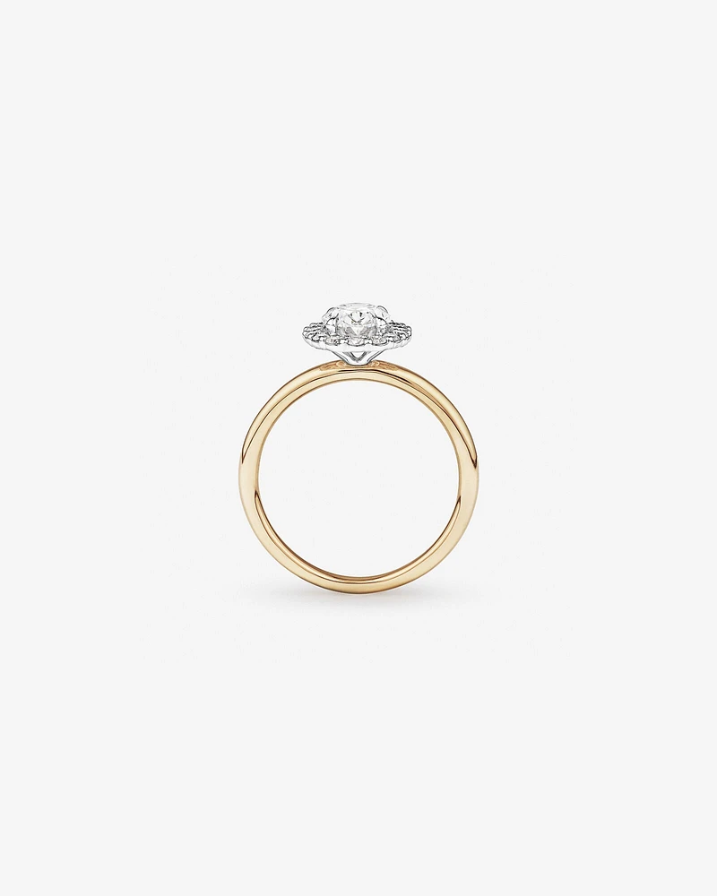 1.46 Carat TW Oval Cut Laboratory-Grown Diamond Halo Engagement Ring in 14kt Yellow and White Gold