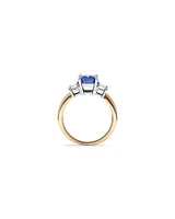 Tanzanite Ring with .40TW of Diamonds in 10kt Yellow and White Gold