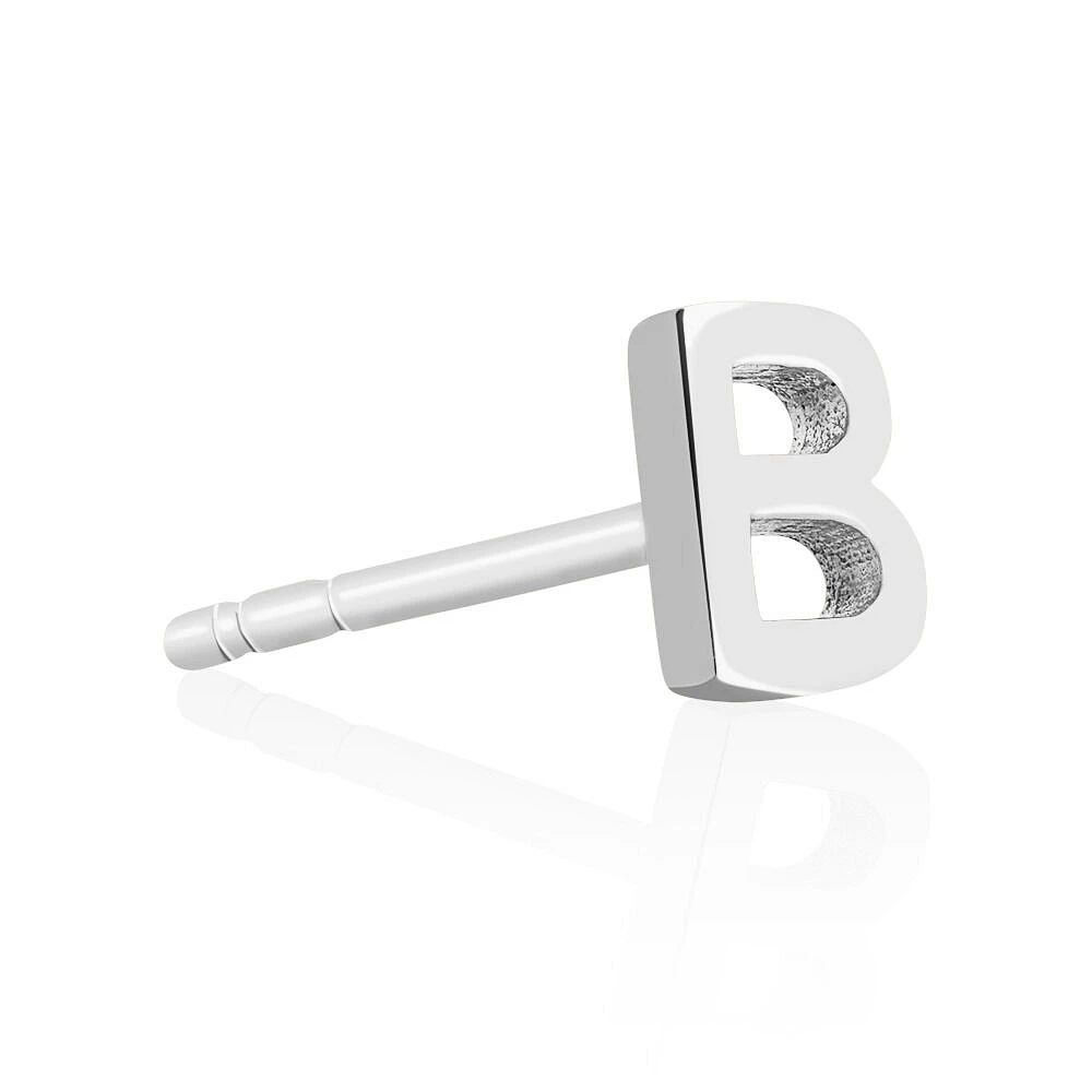 E Initial Single Stud Earring in Sterling Silver