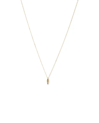 Diamond Star Accent Narrow Signet Pendant with Chain in 10kt Yellow Gold