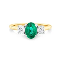 Emerald Ring with .40TW Diamonds in 14kt Yellow and White Gold