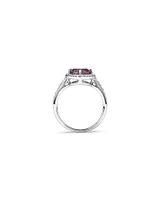 Halo Ring with Amethyst & 0.34 Carat TW of Diamonds in 10kt White Gold