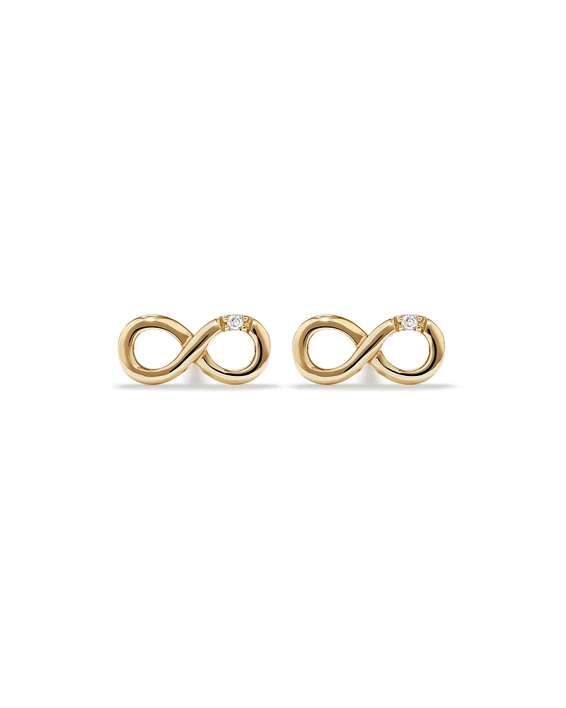 Diamond Accent Infinity Stud Earrings in 10kt Yellow Gold