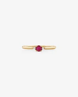 3 Stone Ring with Ruby & Diamonds 10kt Yellow Gold