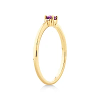 3 Stone Ring with Amethyst & Diamonds in 10kt Yellow Gold