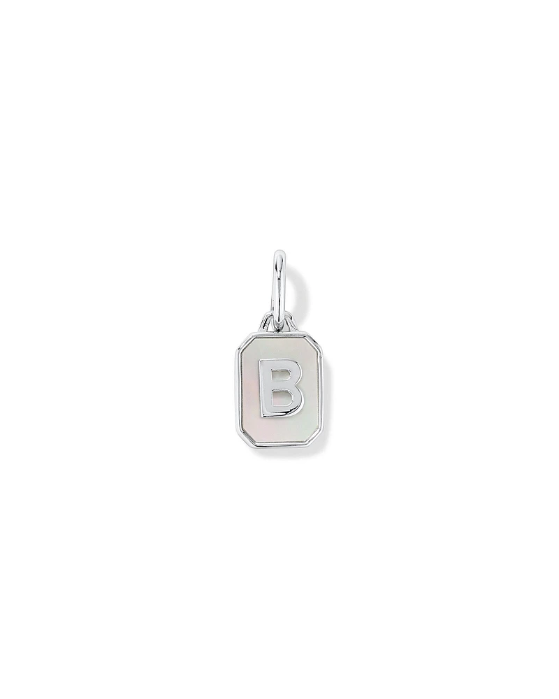 Letter F Mother of Pearl Initial Pendant in Sterling Silver