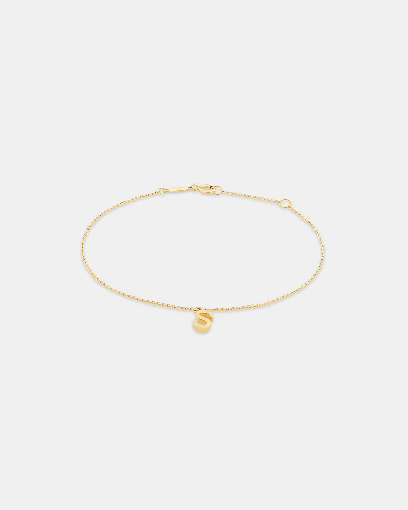 19cm (7.5") C Initial Bracelet in 10kt Yellow Gold