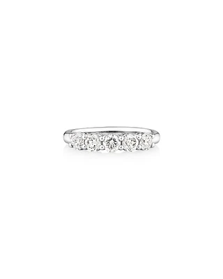 Alliance à cinq pierres Evermore en or blanc 14 K avec diamants totalisant 1 ct