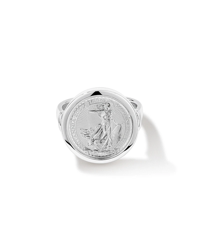 1/10oz Brittannia Medallion Ring in Sterling Silver