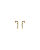 Cubic Zirconia Candy Cane Stud Earrings in 10kt Yellow Gold