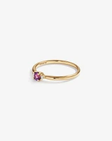 3 Stone Ring with Amethyst & Diamonds in 10kt Yellow Gold