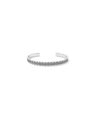 Men's Link Pattern Textured Cuff Bangle in Sterling Silver