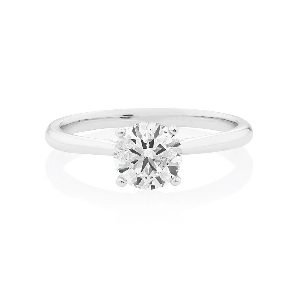 Evermore Certified Solitaire Engagement Ring with 1 Carat TW Diamond in 14kt Yellow/White Gold