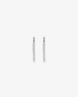 Full Pavé Set Cubic Zirconia Hoop Earrings in Sterling Silver