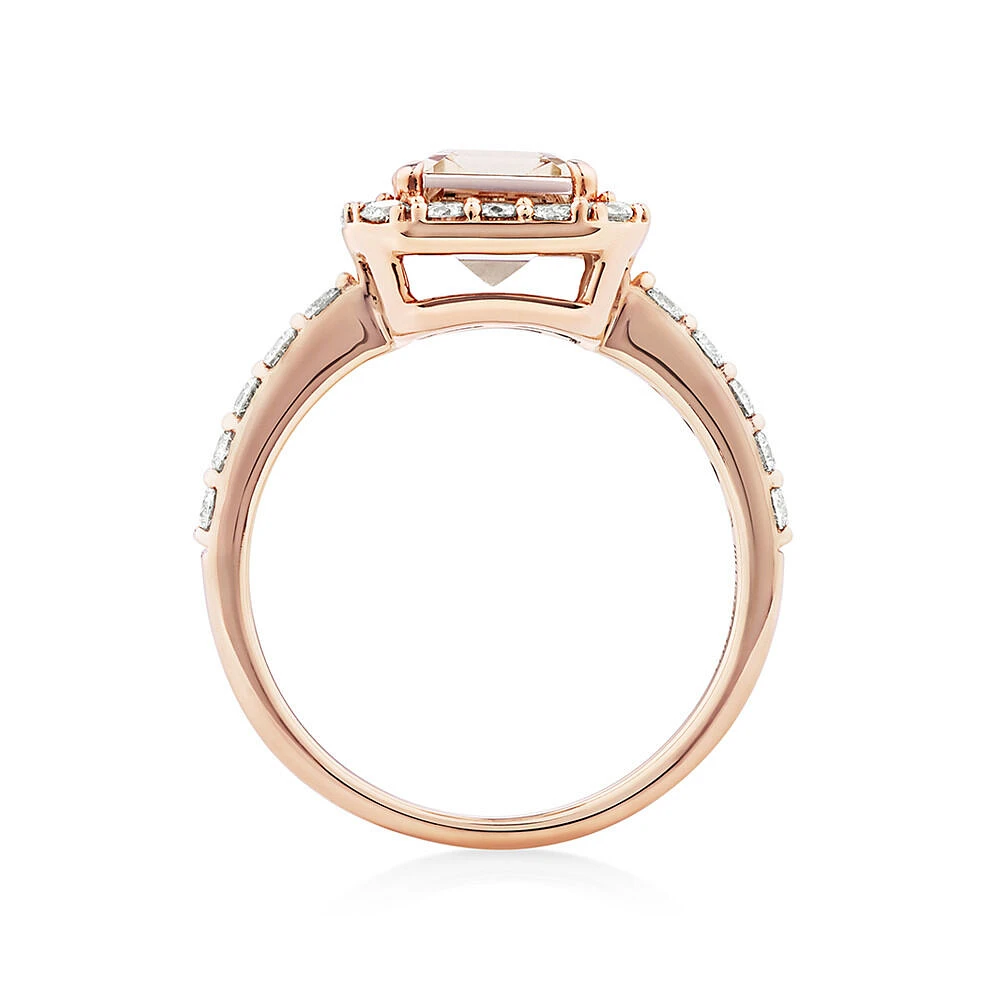 Ring with Morganite & 0.75 Carat TW of Diamonds in 14kt Rose Gold