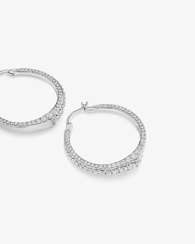 Deco Hoop Earrings with 2.50 Carat TW of Diamonds in 10kt White Gold