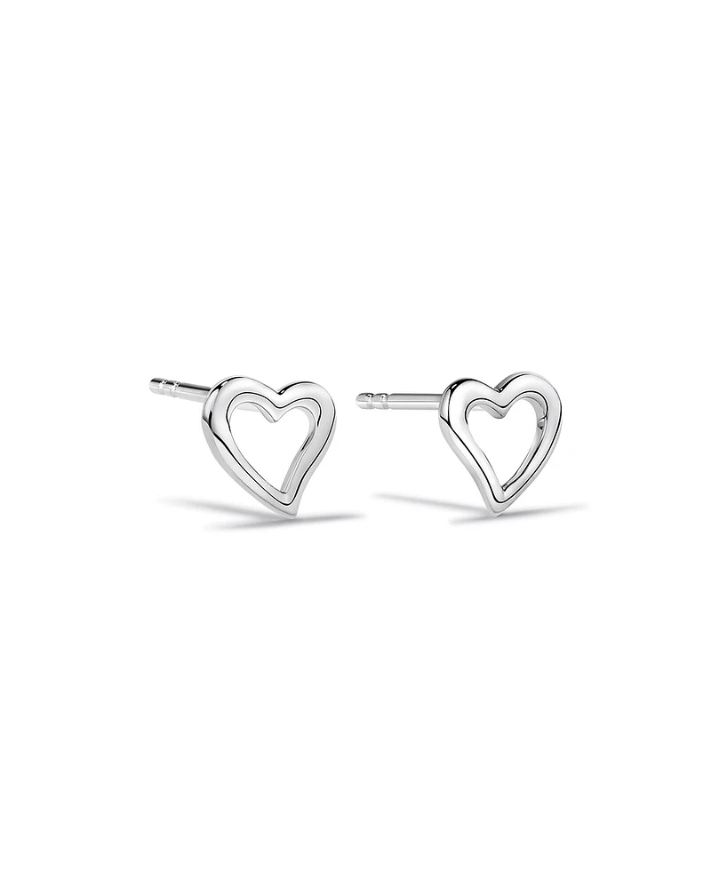 Boucles d'oreilles clous Cœur Ouvert en argent sterling