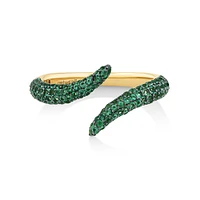 Stardust Emerald Pave Bypass Ring in 10kt Yellow Gold