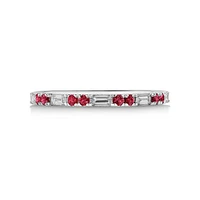 Ruby & Diamond Dot Dash Ring with 0.16 Carat TW in 10kt White Gold