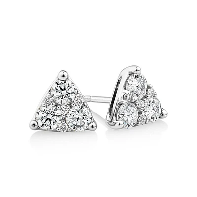 Triangle Cluster Earrings with 1.0 Carat TW of Diamonds in 10kt White Gold