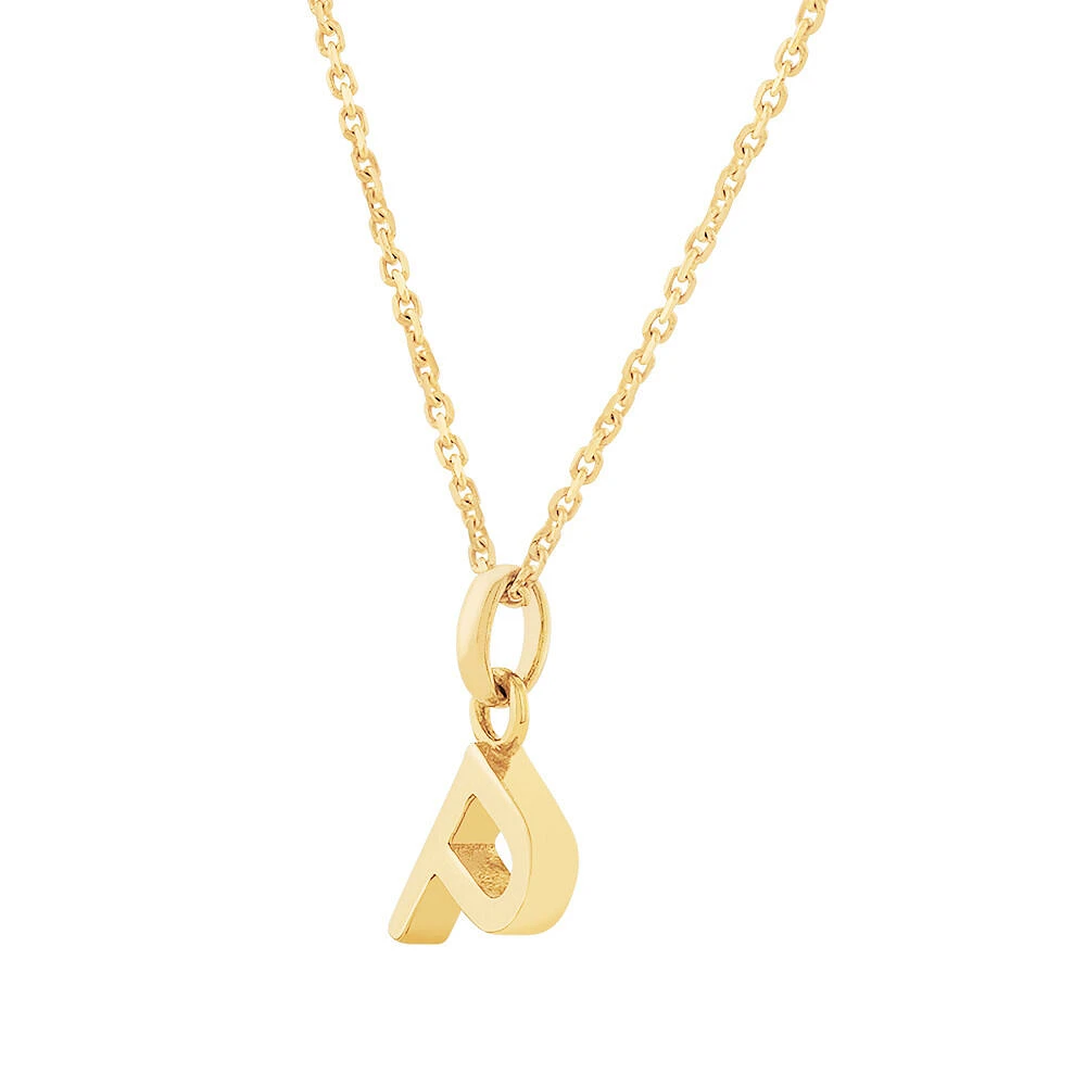 "H" Initial Pendant with Chain in 10kt Yellow Gold