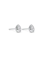 Pear Shaped Cubic Zirconia Bezel Set Stud Earrings in Sterling Silver