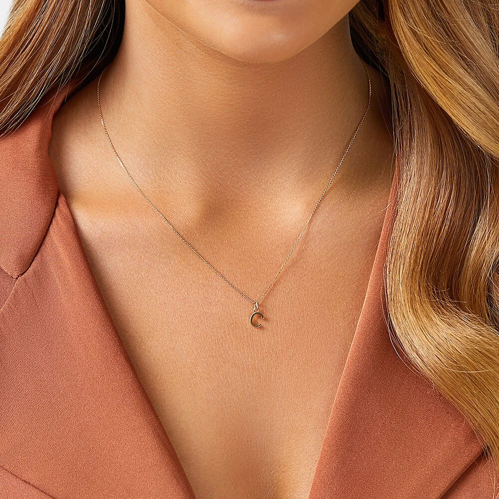 "H" Initial Pendant with Chain in 10kt Yellow Gold