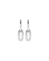 Paperclip Huggie Drop Earrings in Sterling Silver