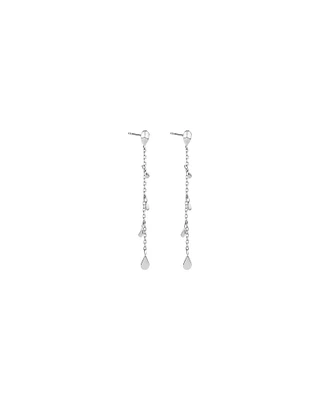 Pear Station Drop Earrings in Sterling Silver