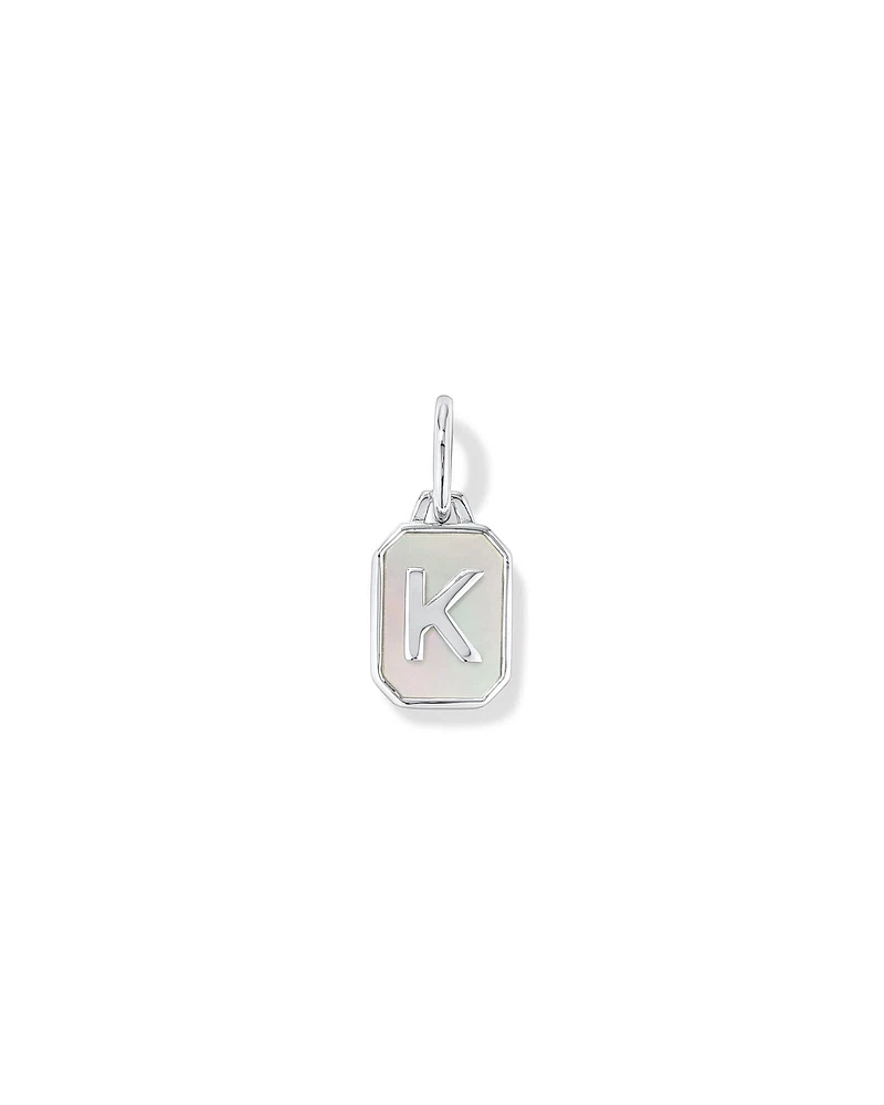 Letter F Mother of Pearl Initial Pendant in Sterling Silver