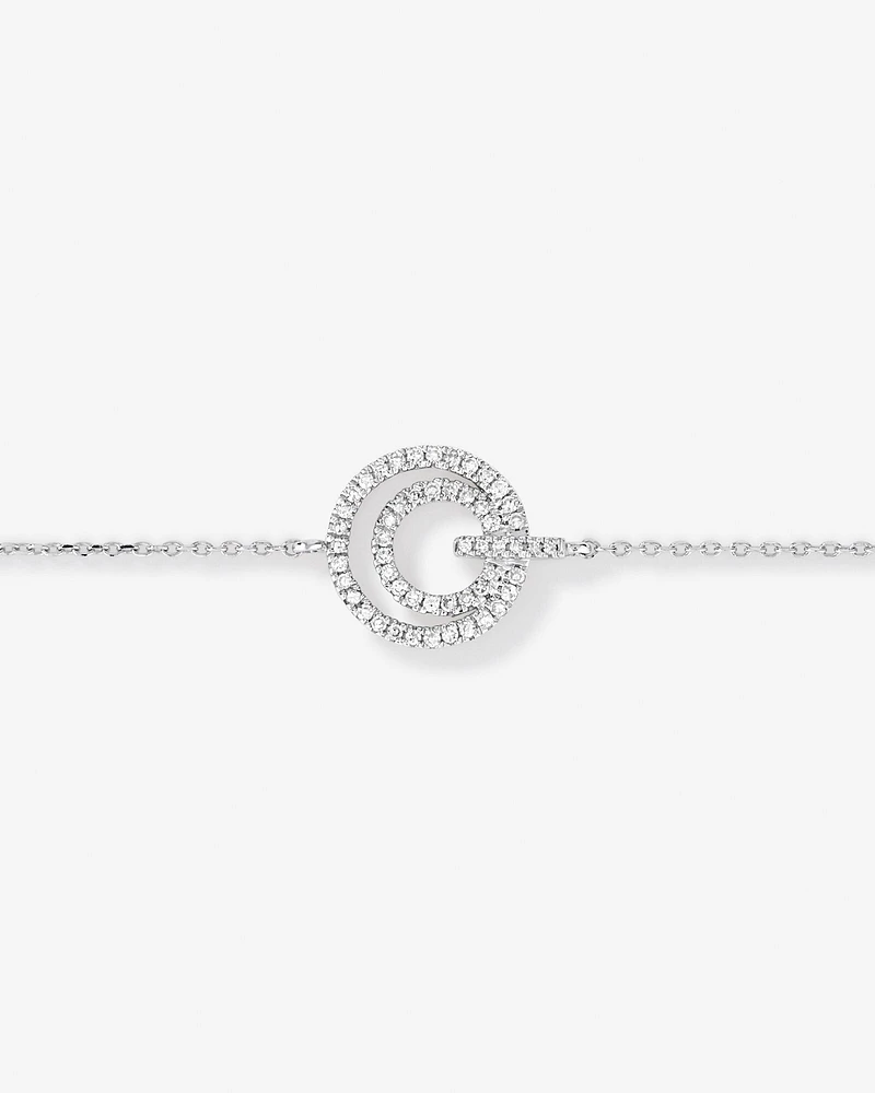 Fine Double Circle Diamond Bracelet in Sterling Silver