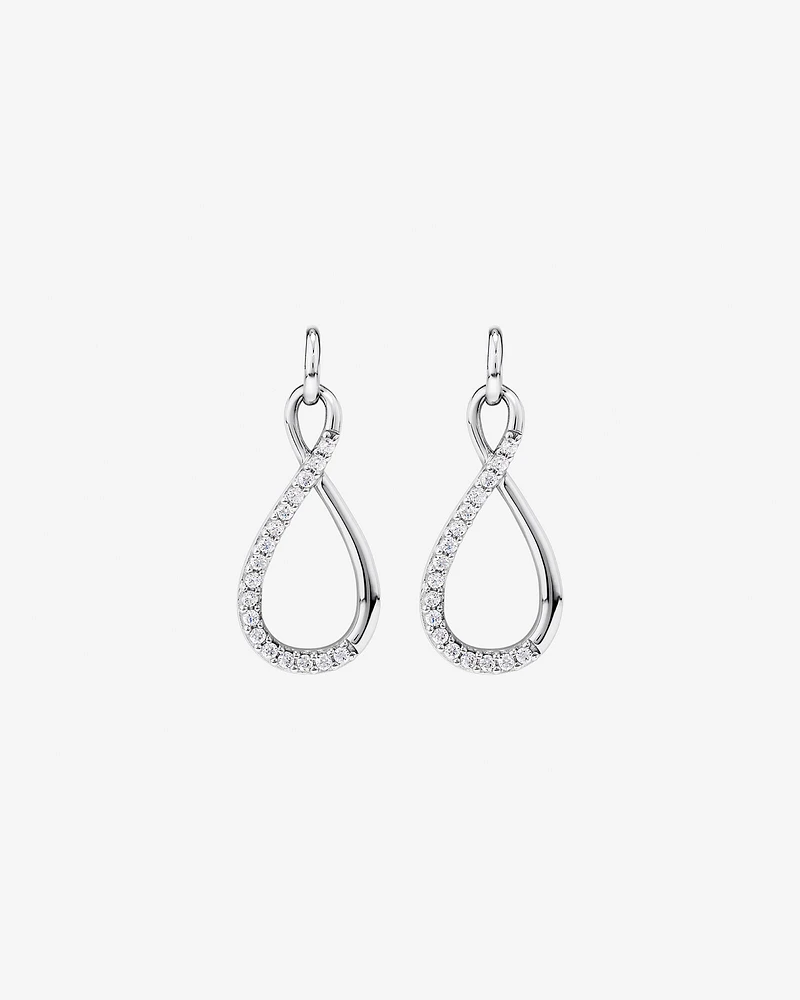 Cubic Zirconia Infinity Drop Stud Earrings in Sterling Silver