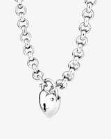 45cm (18") 5mm-5.5mm Width Heart Padlock Belcher Necklace in Sterling Silver