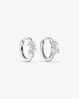 Cubic Zirconia Vine Huggie Earrings in Sterling Silver